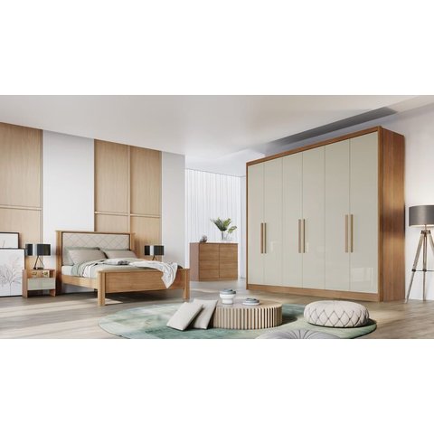 Guarda Roupa Casal 6 Portas 8 Gavetas - Messina-cumaru/fendi - Móveis Novo Horizonte