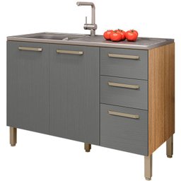 Balcao para Pia 120cm 3 Portas 2974 Freijo Gris Ktp - 1