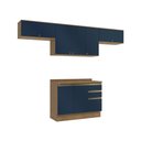 Ver imagem 2 de Armário de Cozinha Completa 100% Mdf 280cm Nogueira/azul Profundo Celeste Kappesberg