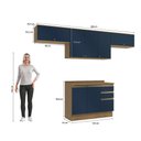 Ver imagem 4 de Armário de Cozinha Completa 100% Mdf 280cm Nogueira/azul Profundo Celeste Kappesberg