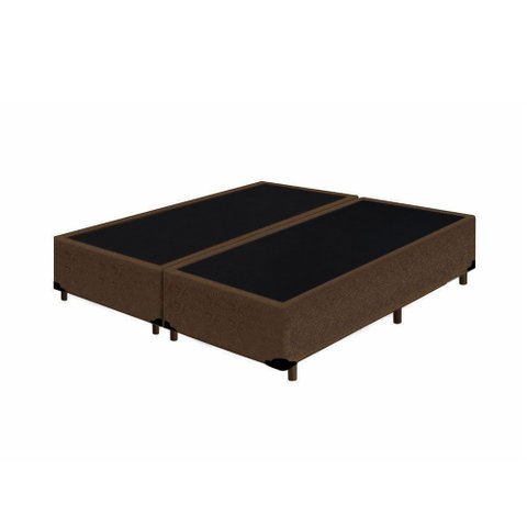 Base Box Casal Bipartido HomeQueen Suede Marrom 40x138x188