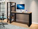 Ver imagem 3 de Mesa Industrial com Prateleira para Escritório Simet Preto e Canela