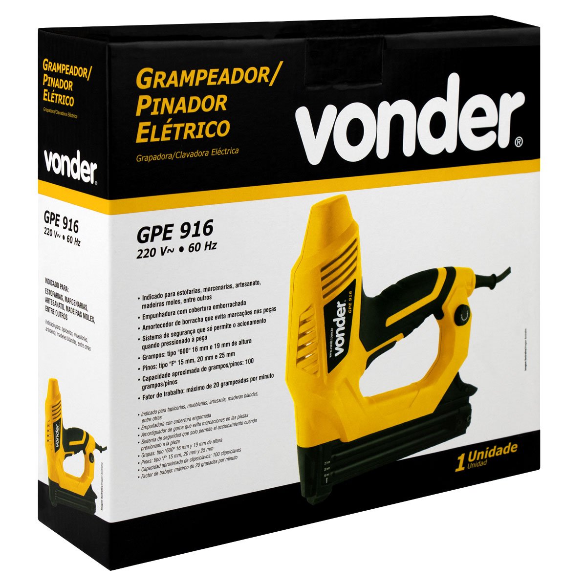 Grampeador Pinador Tapeçaria Madeira Eletrico 220v Profissional GPE 916 Vonder - 6