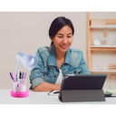 Ver imagem 2 de Luminária de Mesa Estudo Escritório Home Office Articulável Porta Lápis Caneta Bivolt E27:Pink