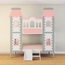 Ver imagem 1 de Beliche Castelo Encantado com Kit Escada/escorregador - Madeira Maciça Branco/cinza/rosa | Housin