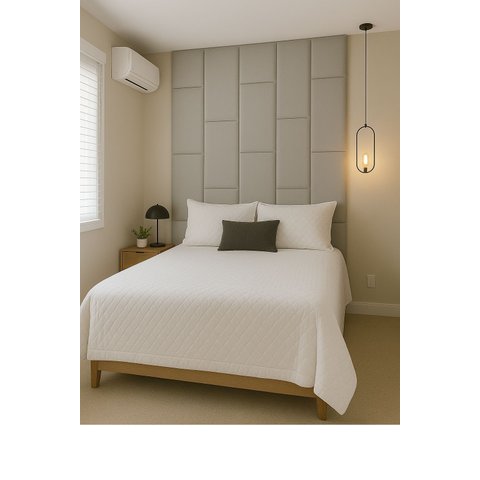 Cabeçeira Dominó 2,70 Altura e 1,60 Largura Modulos Colantes:suede Cinza Claro