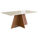 Ver imagem 1 de Mesa 1,60x0,90 com Vidro Canto Redondo Canela Off White