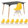 KIT - Mesa de jantar retangular Eames 80 x 120 cm preto + 6 cadeiras Eiffel DSW Amarelo - 1