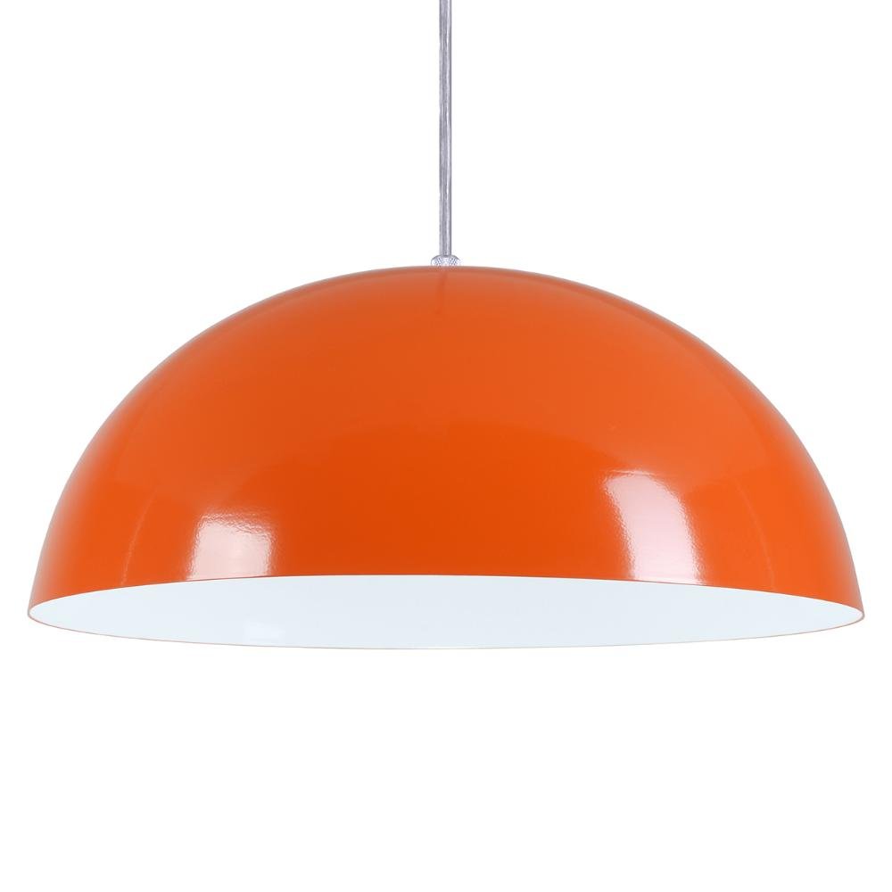 Pendente Meia Lua 40cm Luminária Alumínio Laranja - 3