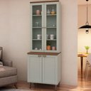 Ver imagem 5 de Cristaleira 80cm 2 Portas Vidro Balcão Mdf Cozinha Modulada Cor:mint com Ébano