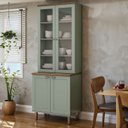 Ver imagem 1 de Cristaleira 80cm 2 Portas Vidro Balcão Mdf Cozinha Modulada Cor:mint com Ébano