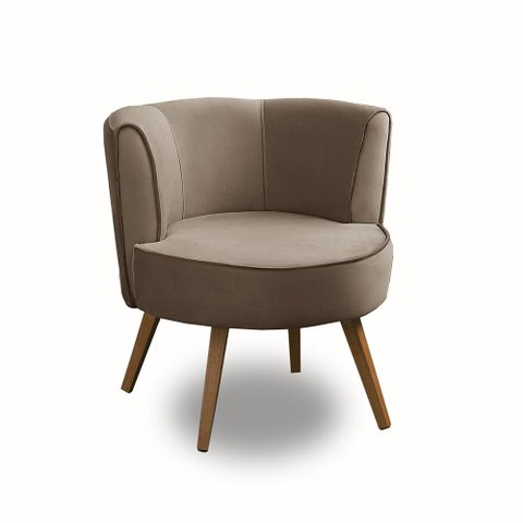 Poltrona Para Sala Decorativa Isa Suede Cappuccino Adonai Estofados