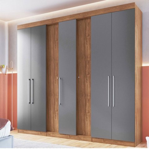 Guarda-roupa Casal Milão 7 Portas 2 Gavetas Freijó/cinza - Irm Móveis