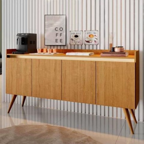 Aparador Buffet Retrô 4 Portas Gold - Mel/pérola