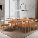 Ver imagem 1 de Sala de Jantar Mesa Flora 240cm Tampo Laminado Barril e 8 Cadeiras Noronha Premium Moderna Mobília