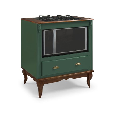 Balcão Cooktop Hannover 80cm com Nicho para Forno - 60716 Mmj-lz Lz-verde Musgo/imbuia