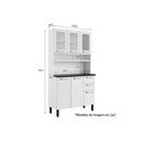 Ver imagem 2 de Kit de Cozinha Compacta Múltipla C- 6 Portas (3 C- Vidro) e 2 Gavetas 105cm Branco-preto -
