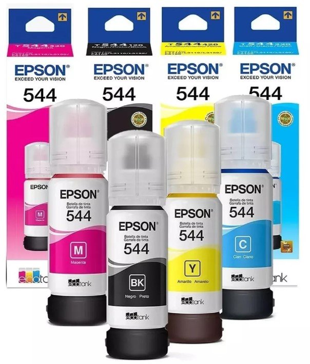 Kit 4 Cores Refil Originais Epson T544 544 65ml