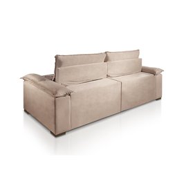 Sofá Retrátil Reclinável Molas Pillow15 Adam Veludo Bege Escuro 2,3m - 4