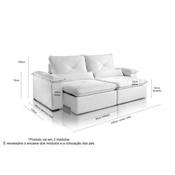 Sofá Retrátil Reclinável Molas Pillow15 Adam Veludo Bege Escuro 2,3m - 5