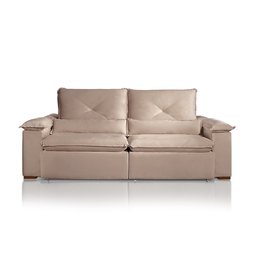 Sofá Retrátil Reclinável Molas Pillow15 Adam Veludo Bege Escuro 2,3m - 3