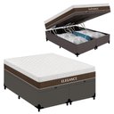 Ver imagem 1 de Cama Box com Baú Casal Elegance Molas Ensacadas Tecido Cinza Royal
