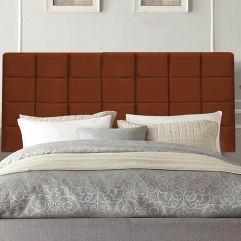 Painel Estofado Luxo Clara 100cm Solteiro para Cama Box Suede Terracota - Gat Magazine