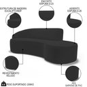 Ver imagem 3 de Sofá Living 2 Lugares 180cm Braço Esquerdo Mozart D06 Veludo Preto - Mpozenato