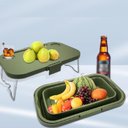 Ver imagem 3 de Cesta Piquenique Tampa Vira Mesa Caixa Silicone Dobrável Camping Praia Pesca Cooler Bebidas Frutas