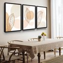 Ver imagem 2 de Quadro Abstrato Folhas Tons Rosa Moldura Sala