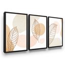 Ver imagem 1 de Quadro Abstrato Folhas Tons Rosa Moldura Sala