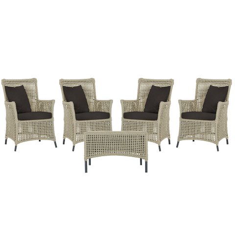 4 Poltronas e 1 Mesa Igapó em Alumínio Pintura Preta Corda Náutica Estofado 9