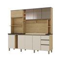 Ver imagem 2 de Cozinha Compacta 205cm MDF 1,5cm com Portas de Vidro Érica Bege/Amendoa/Off White