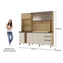 Ver imagem 3 de Cozinha Compacta 205cm MDF 1,5cm com Portas de Vidro Érica Bege/Amendoa/Off White