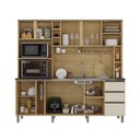 Ver imagem 4 de Cozinha Compacta 205cm MDF 1,5cm com Portas de Vidro Érica Bege/Amendoa/Off White