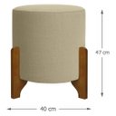 Ver imagem 2 de 2 Puf Puff Redondo com Pés em Madeira 35x35cm Tecido Cor Palha