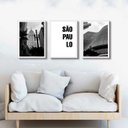 Ver imagem 1 de Kit 3 Quadros Decorativos Cidade de São Paulo 45x34cm:moldura Branca