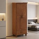 Ver imagem 4 de Guarda Roupa Solteiro 2 Portas 1 Gaveta Madeira Maciça Selena F06 Castanho - Lyam Decor