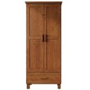 Ver imagem 2 de Guarda Roupa Solteiro 2 Portas 1 Gaveta Madeira Maciça Selena F06 Castanho - Lyam Decor