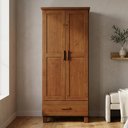 Ver imagem 1 de Guarda Roupa Solteiro 2 Portas 1 Gaveta Madeira Maciça Selena F06 Castanho - Lyam Decor