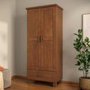 Ver imagem 3 de Guarda Roupa Solteiro 2 Portas 1 Gaveta Madeira Maciça Selena F06 Castanho - Lyam Decor