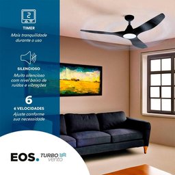 Ventilador de Teto Eos Turbo Vento 3 Pás com Controle Remoto 112cm 150w Preto Evx110p Bivolt - 5