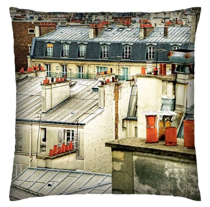 Almofada decorativa, criativa, colorida e descolada | CAPA + ENCHIMENTO | Telhados em Paris - - 1