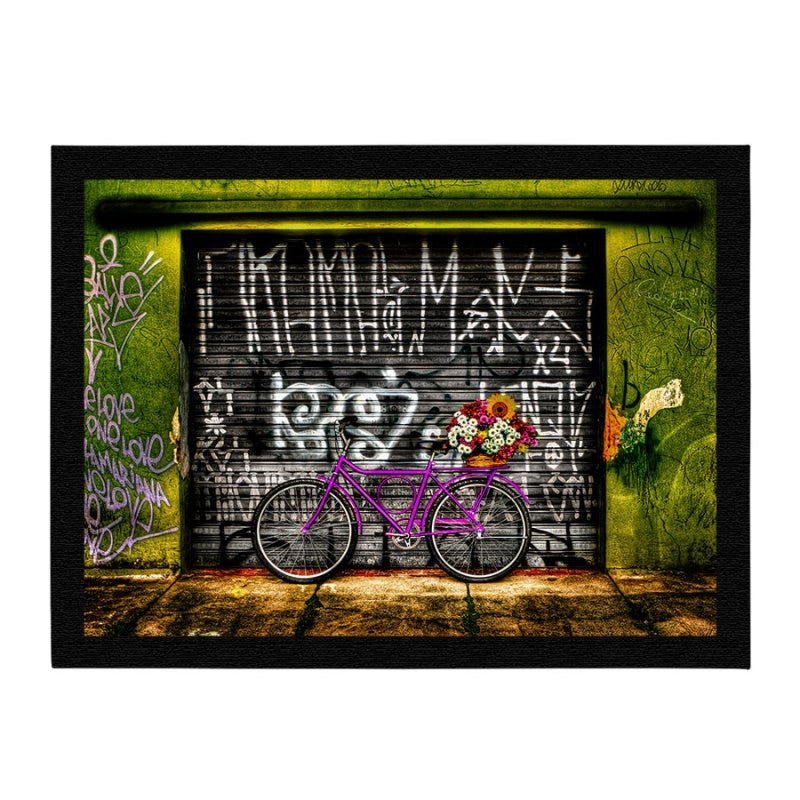 Tapete | Capacho Decorativo, Criativo e Descolado - Bicicleta Bike Pink | Tamanho 40 x 60cm - 1