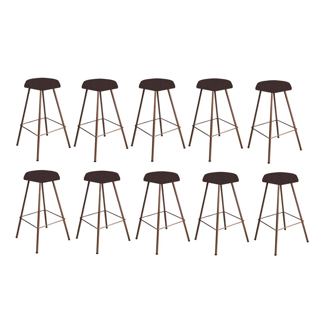 Kit 10 Banqueta Alta Lari Eiffel Hexágono Cozinha Bar Balcão Bistrô Ferro Bronze Corino Marrom - 1