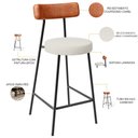 Ver imagem 4 de Kit 02 Banquetas Baixa Cozinha Sala Jantar Milão L02 Couríssimo Camel Linho Champagne - lyam