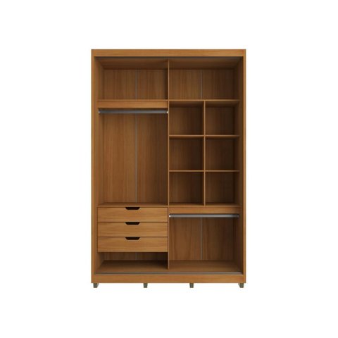 Guarda Roupa 2 Portas de Correr 235x150 cm Bordeaux Nature c/ Espelho 100% MDF Casamia