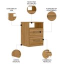 Ver imagem 3 de Mesa de Cabeceira para Quarto 2 Gavetas Ares M07 Freijó - Mpozenato