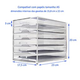 Gaveteiro Acrílico Organizador 6 gavetas para Papéis tamanho A5 Centauri Acrílicos GAV-P06-A5 - 4