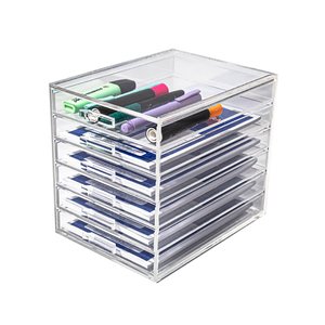 Gaveteiro Acrílico Organizador 6 gavetas para Papéis tamanho A5 Centauri Acrílicos GAV-P06-A5
